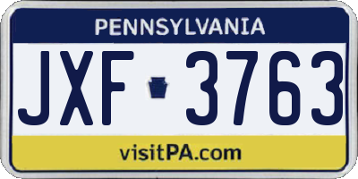 PA license plate JXF3763