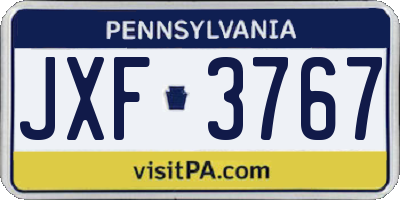 PA license plate JXF3767