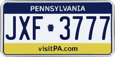 PA license plate JXF3777