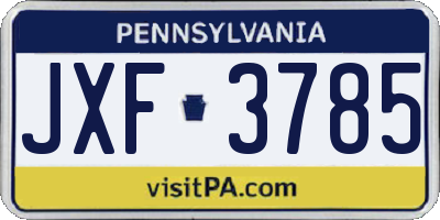 PA license plate JXF3785