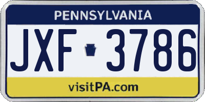 PA license plate JXF3786