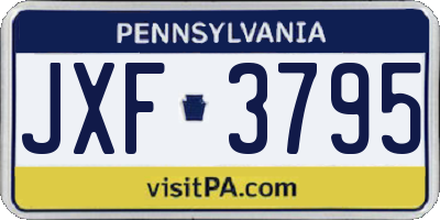 PA license plate JXF3795