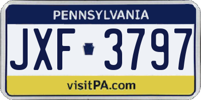 PA license plate JXF3797