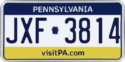 PA license plate JXF3814