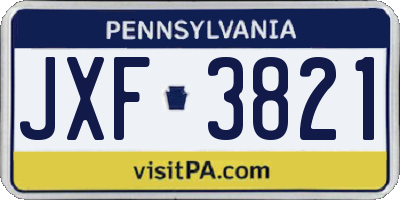 PA license plate JXF3821
