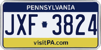 PA license plate JXF3824