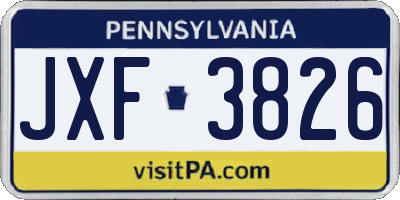 PA license plate JXF3826