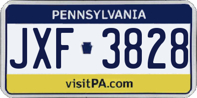 PA license plate JXF3828