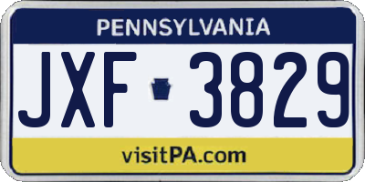 PA license plate JXF3829