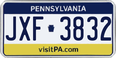 PA license plate JXF3832