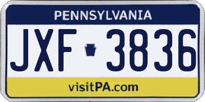 PA license plate JXF3836