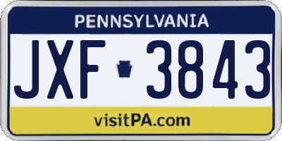 PA license plate JXF3843
