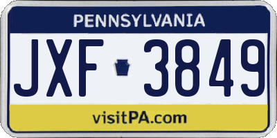 PA license plate JXF3849