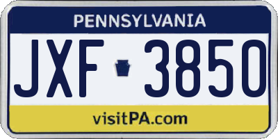 PA license plate JXF3850