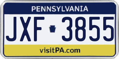 PA license plate JXF3855