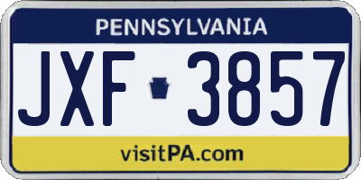 PA license plate JXF3857