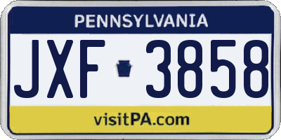 PA license plate JXF3858