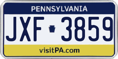 PA license plate JXF3859