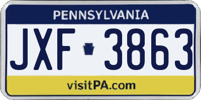 PA license plate JXF3863