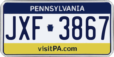 PA license plate JXF3867