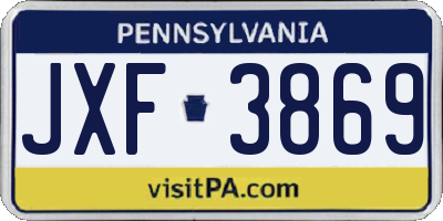 PA license plate JXF3869
