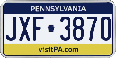 PA license plate JXF3870