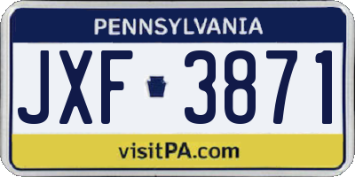 PA license plate JXF3871