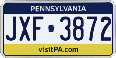 PA license plate JXF3872
