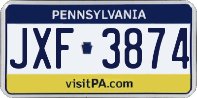 PA license plate JXF3874