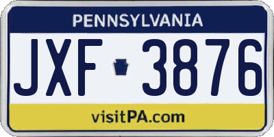 PA license plate JXF3876