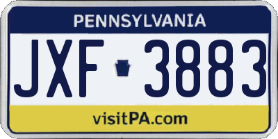 PA license plate JXF3883