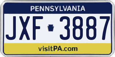 PA license plate JXF3887