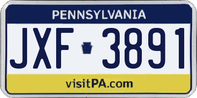 PA license plate JXF3891