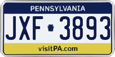 PA license plate JXF3893