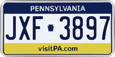 PA license plate JXF3897