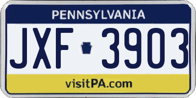 PA license plate JXF3903