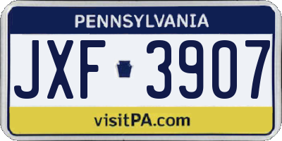 PA license plate JXF3907
