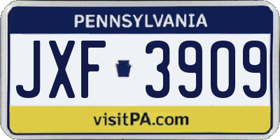PA license plate JXF3909