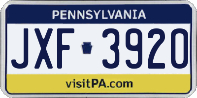 PA license plate JXF3920