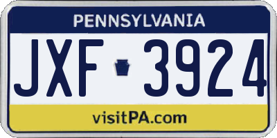 PA license plate JXF3924
