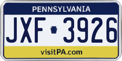 PA license plate JXF3926