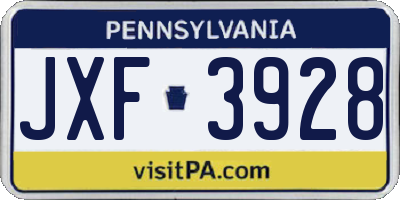 PA license plate JXF3928