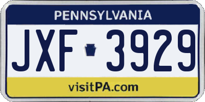 PA license plate JXF3929