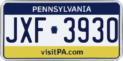 PA license plate JXF3930