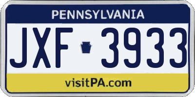 PA license plate JXF3933
