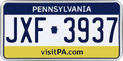 PA license plate JXF3937