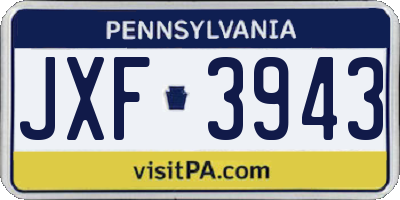 PA license plate JXF3943