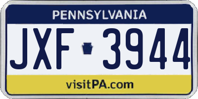 PA license plate JXF3944