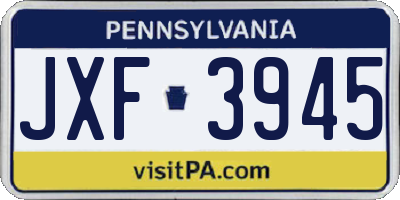 PA license plate JXF3945