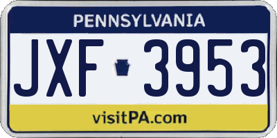 PA license plate JXF3953